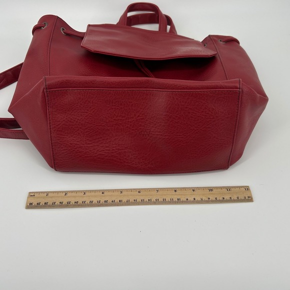 MATT & NAT Red‎ Vegan Leather Drawstring Backpack Convertible Shoulder Bag